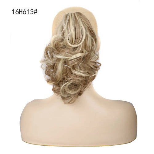 Blonde and brown curly claw clip ponytail hair extension.