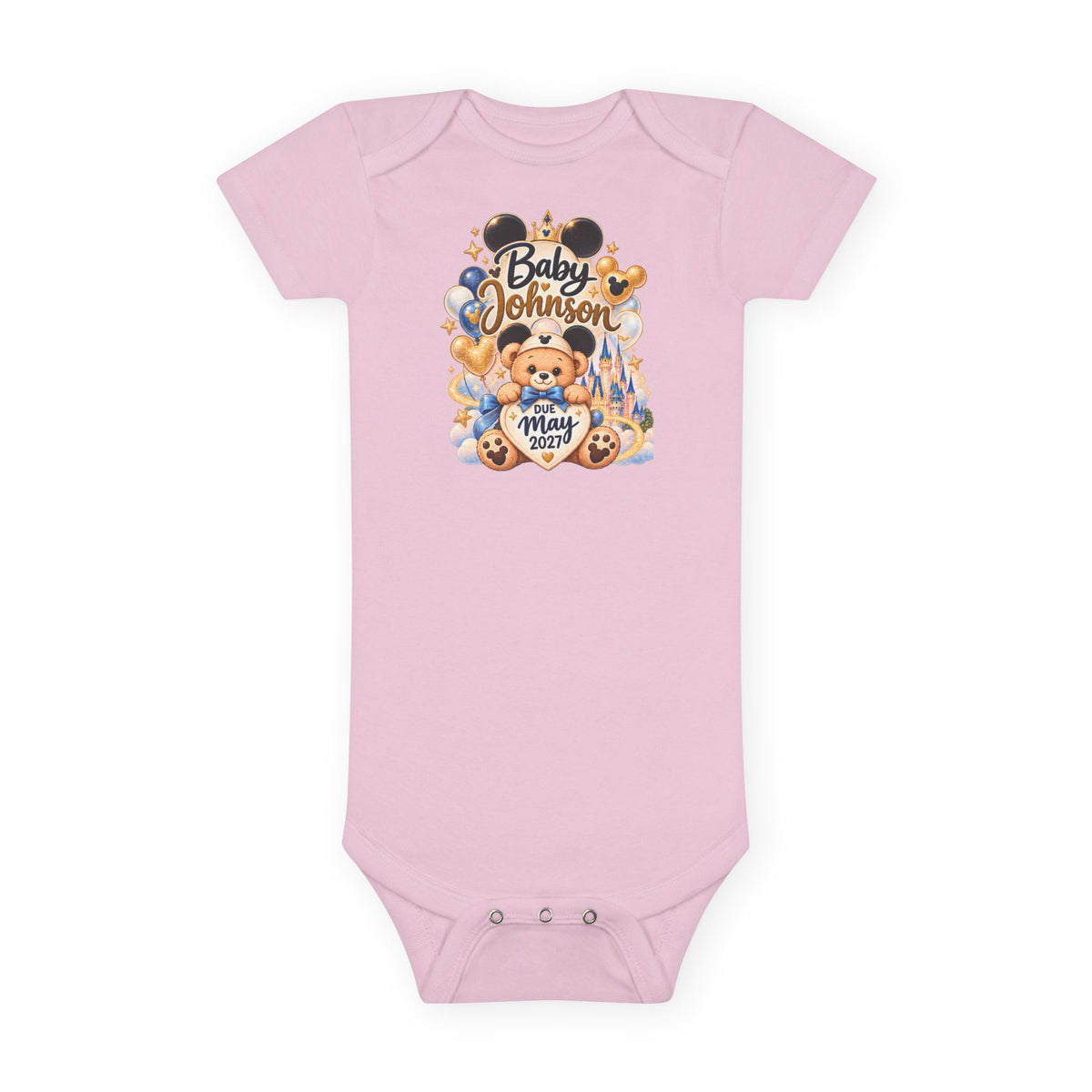 Custom Baby Short Sleeve Onesie – Disney Family Vacation Character Design