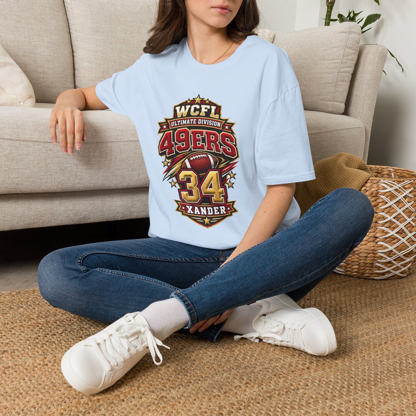 49ers WCFL Football Tee — Ultimate Division Jersey Shirt (Number 34 Xander)