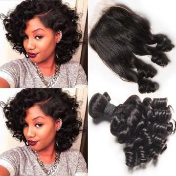 10A Grade Brazilian 3/4 Funmi Hair Human Hair bundles with 4x4 Closure - Getmgirlzworld Shop