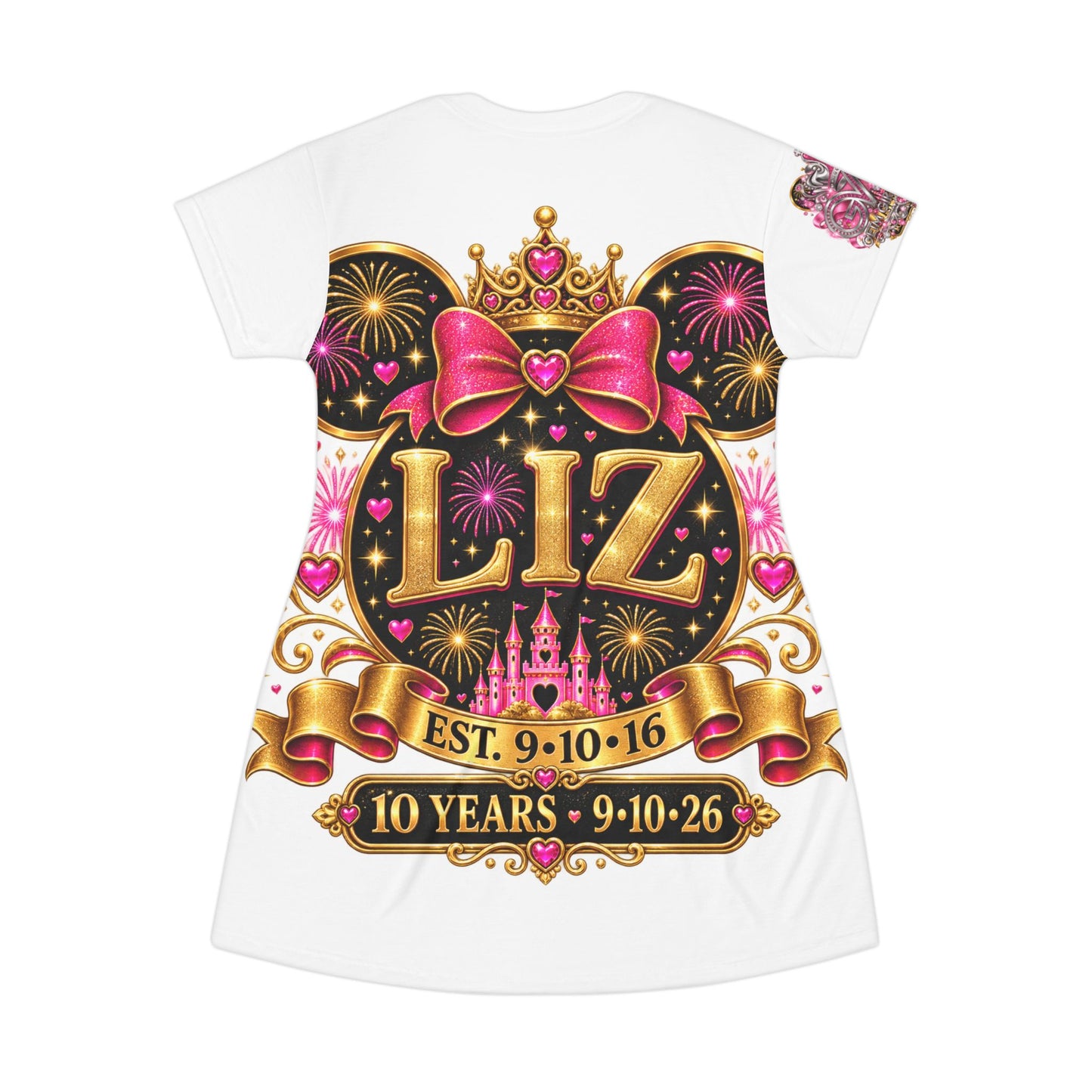 10 Years Still His Queen T-Shirt Dress — Personalized Anniversary Castle Design
