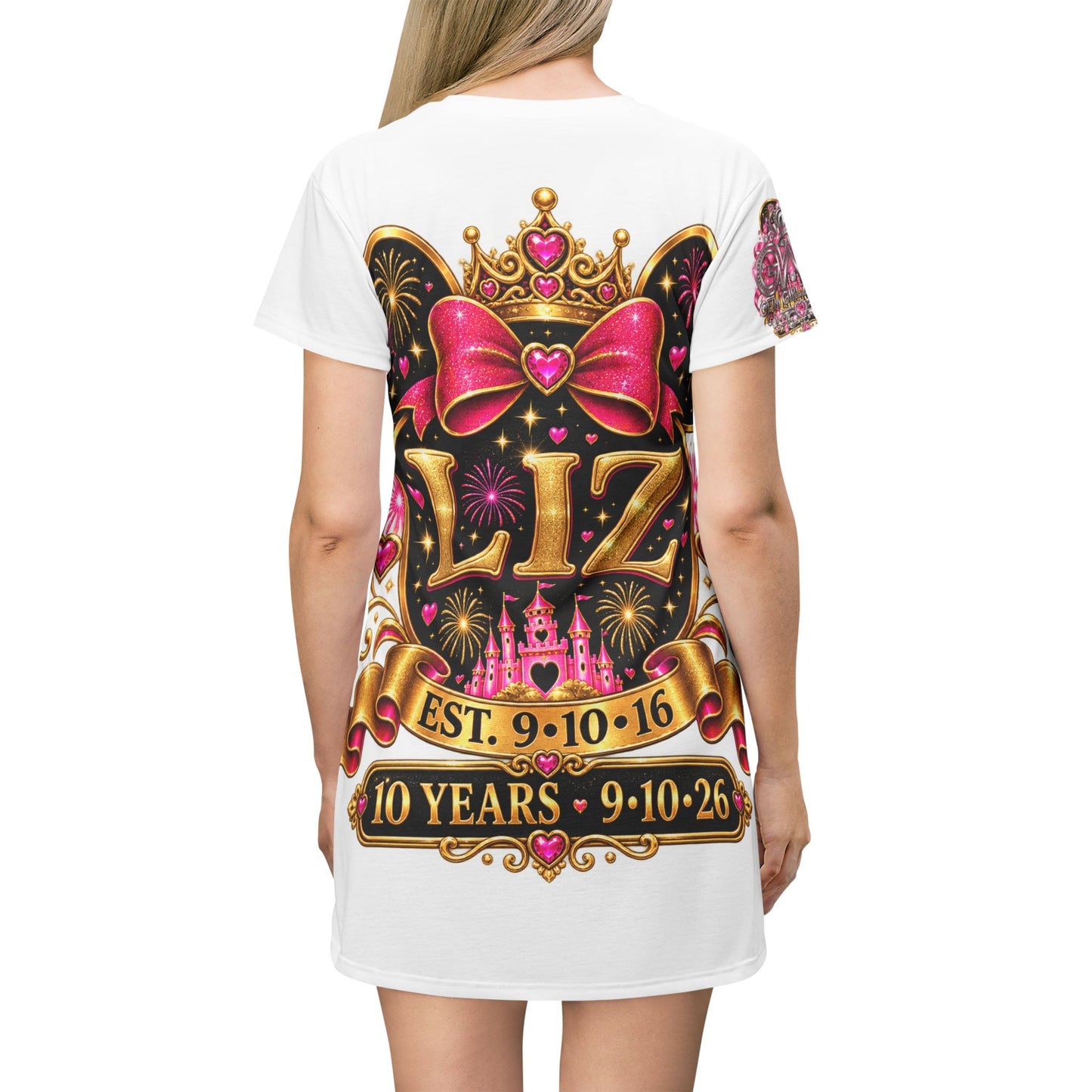 10 Years Still His Queen T-Shirt Dress — Personalized Anniversary Castle Design