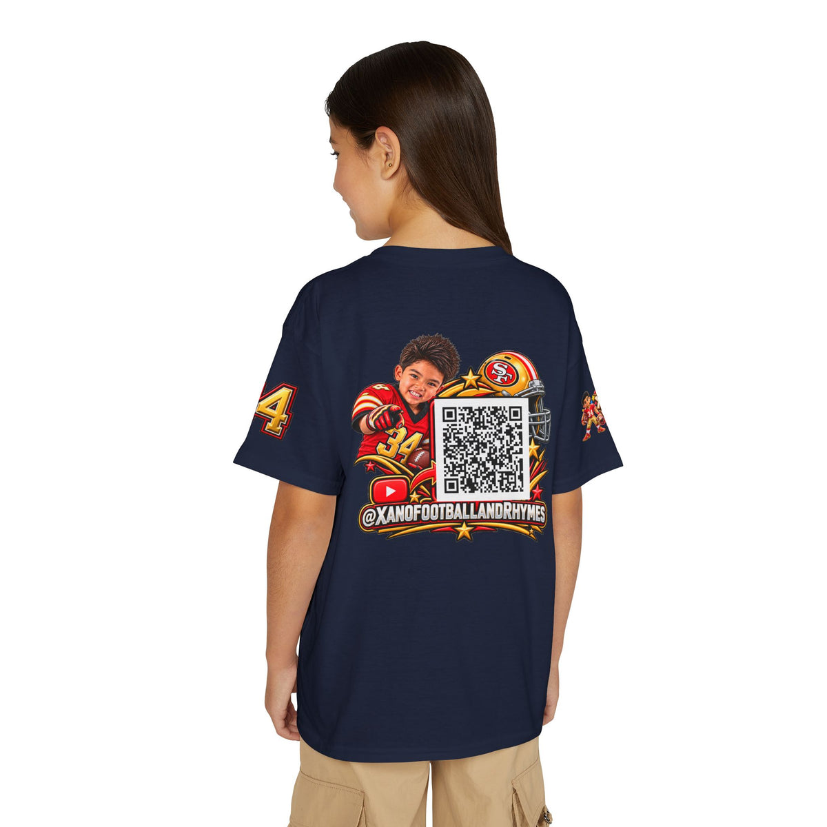 Youth Football Kid's T Shirt — "Xano #34: Heart of a Champion" Kids Tee