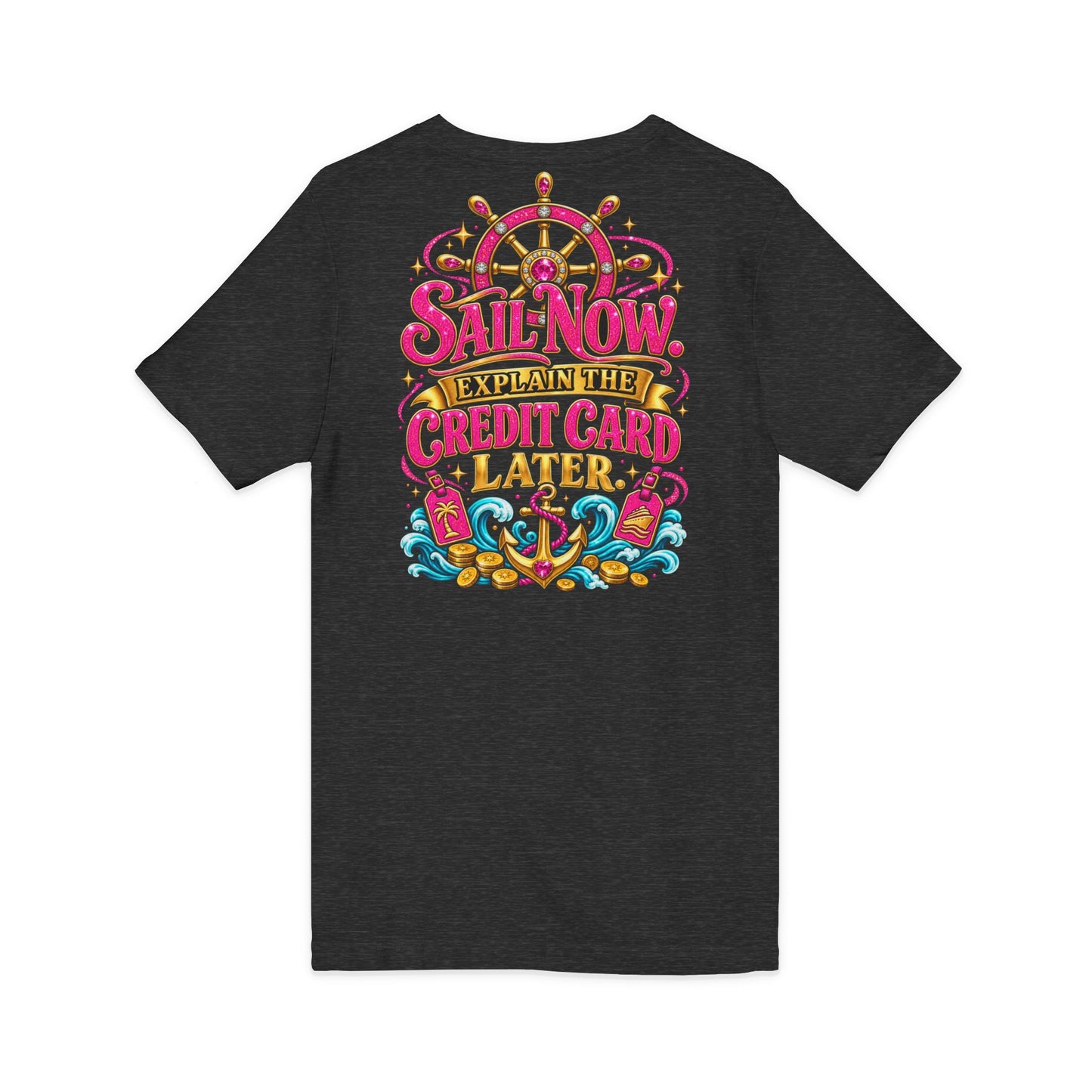 Cruise Vacation V-Neck Tee — "Girl Math" & "Sail Now" Graphic Shirt