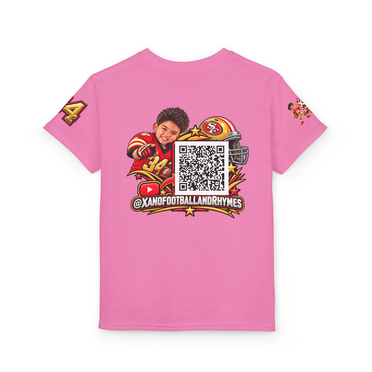 Youth Football Kid's T Shirt — "Xano #34: Heart of a Champion" Kids Tee