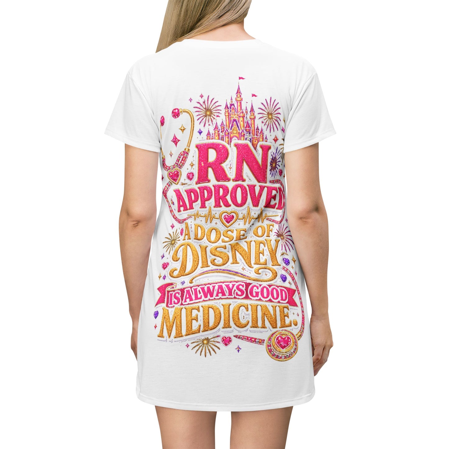 Disney RN T‑Shirt Dress — "I Need Disney for My Health" Nurse Approved Magical Medicine Dress
