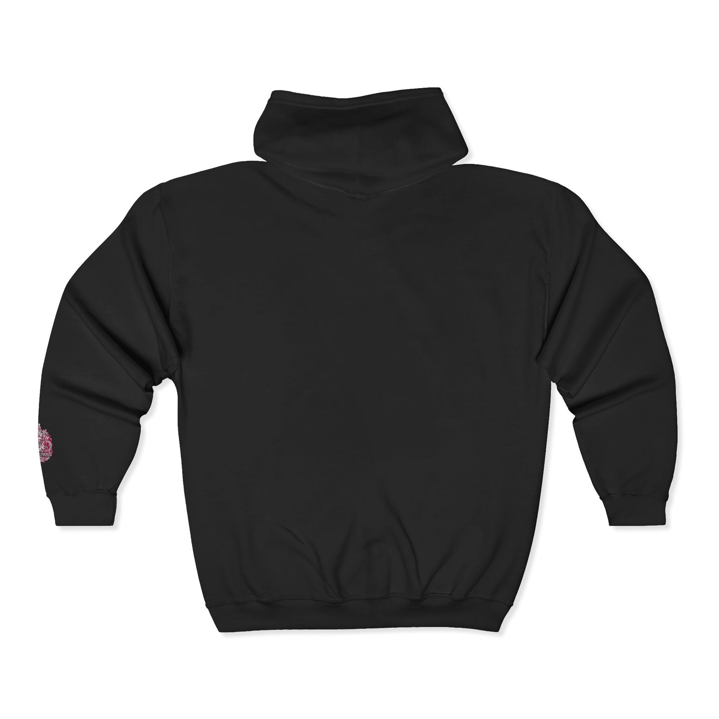 Zip Hoodie with Pink Floral Mandala Chest Design