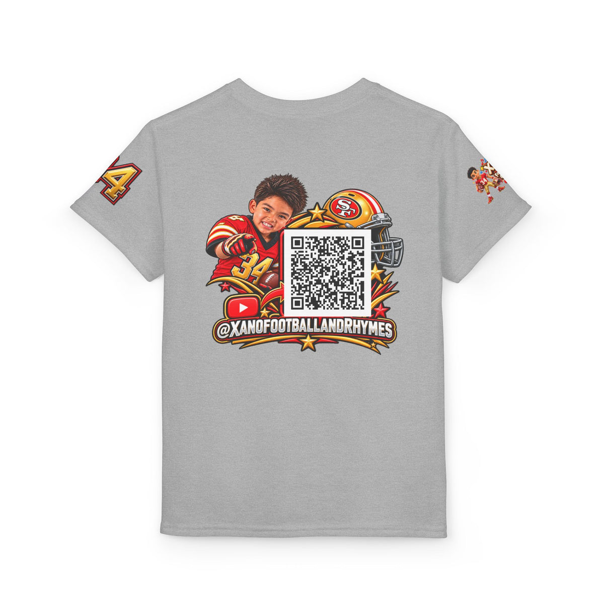 Youth Football Kid's T Shirt — "Xano #34: Heart of a Champion" Kids Tee