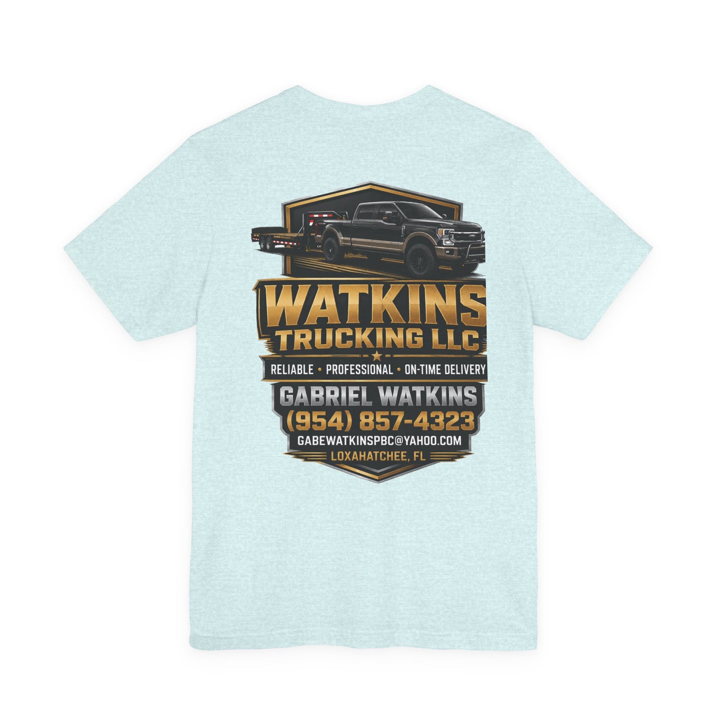 Watkins Trucking LLC Logo T‑Shirt — Gabriel Watkins Contact Graphic Tee