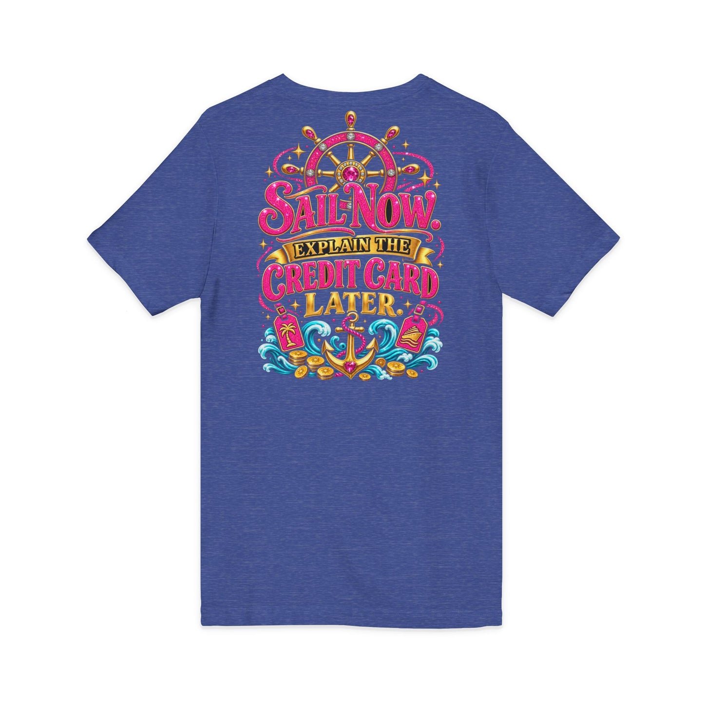 Cruise Vacation V-Neck Tee — "Girl Math" & "Sail Now" Graphic Shirt