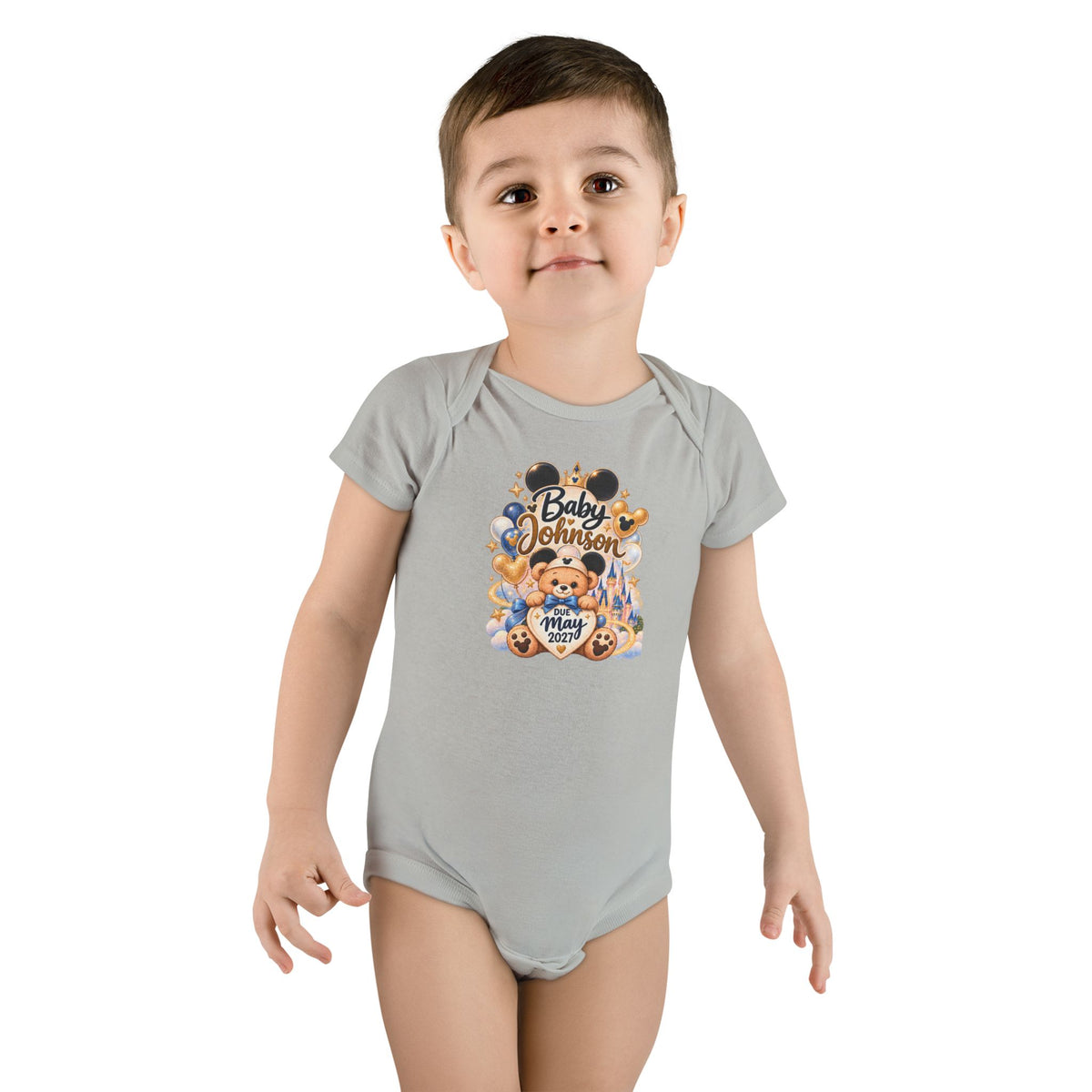 Custom Baby Short Sleeve Onesie – Disney Family Vacation Character Design