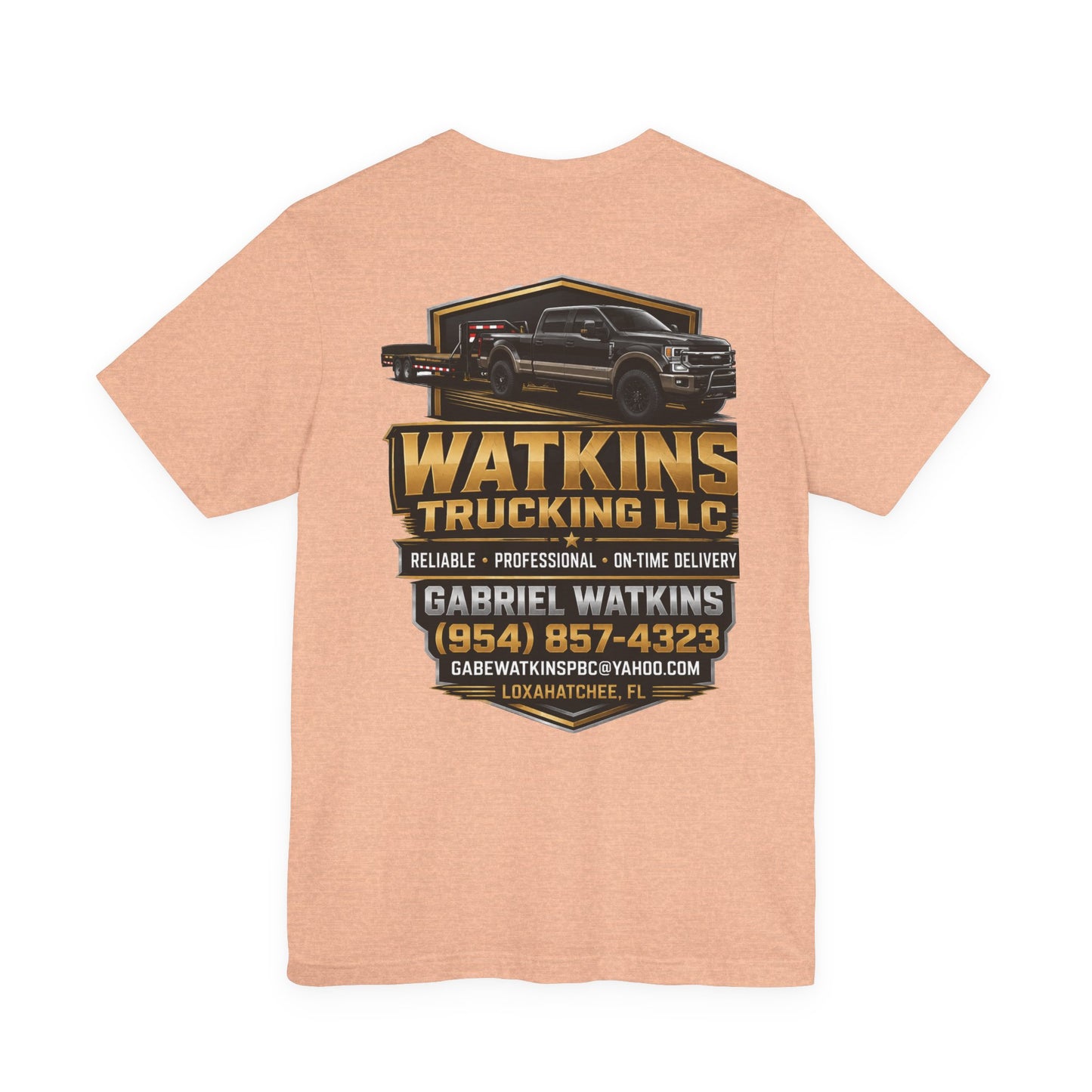 Watkins Trucking LLC Logo T‑Shirt — Gabriel Watkins Contact Graphic Tee