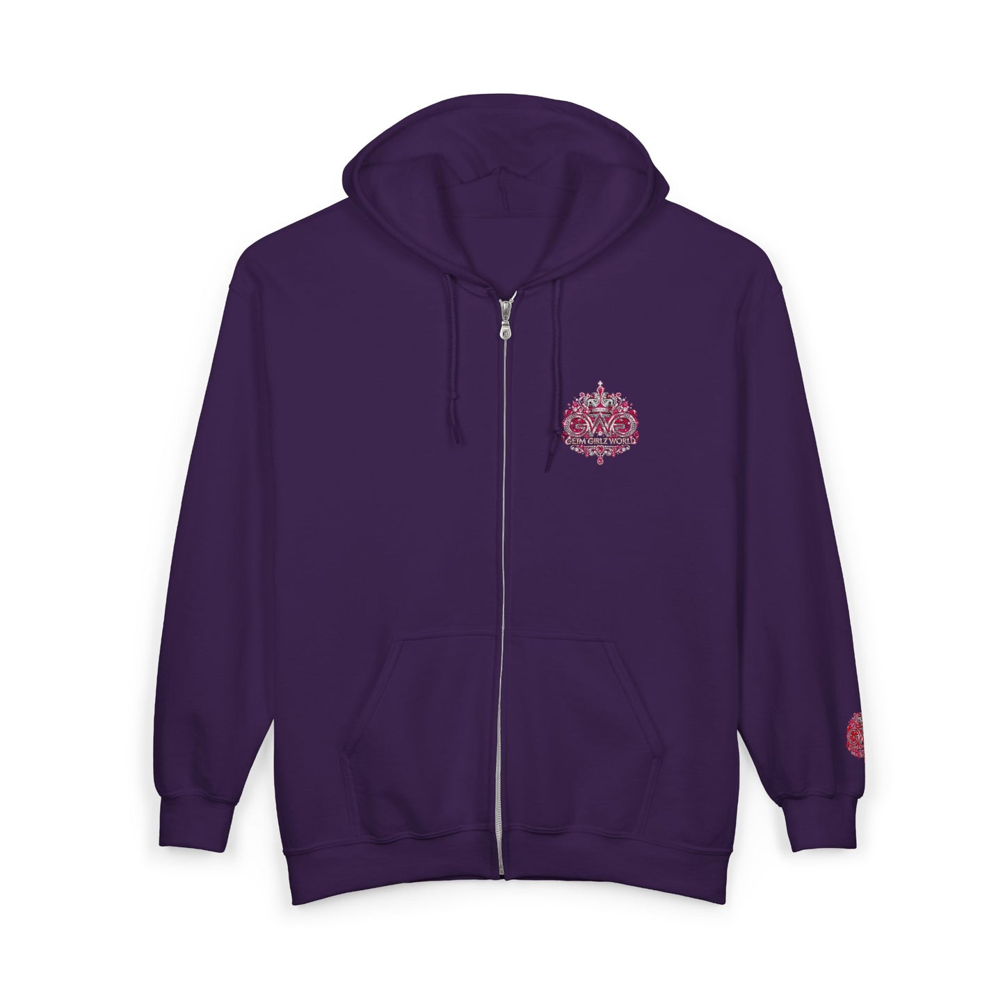 Zip Hoodie with Pink Floral Mandala Chest Design