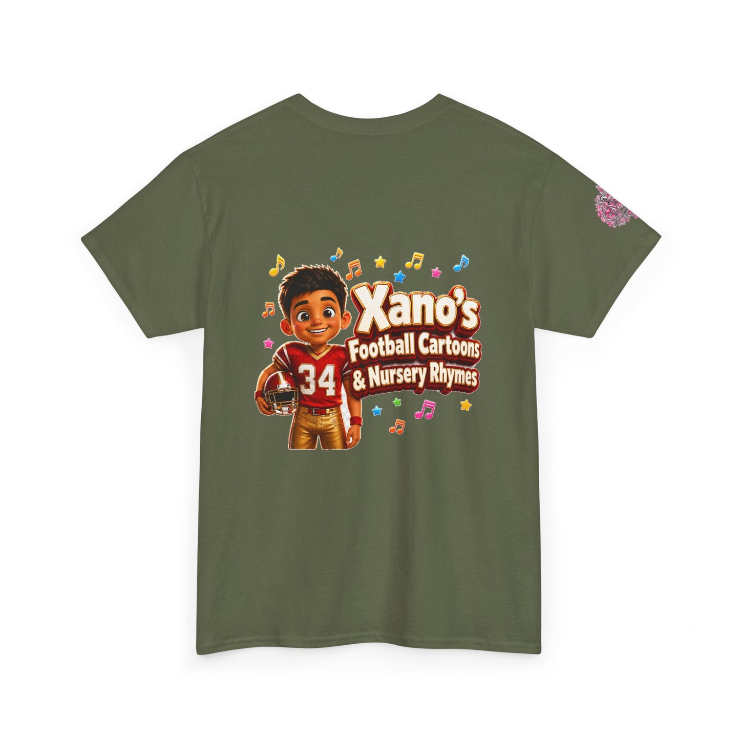 Kids Cartoon Football Tee — “Xano #34: Heart of a Champion” Cartoon Jersey
