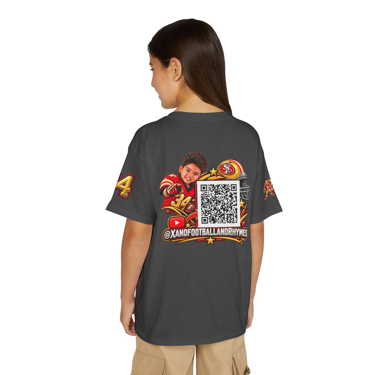 Youth Football Kid's T Shirt — "Xano #34: Heart of a Champion" Kids Tee