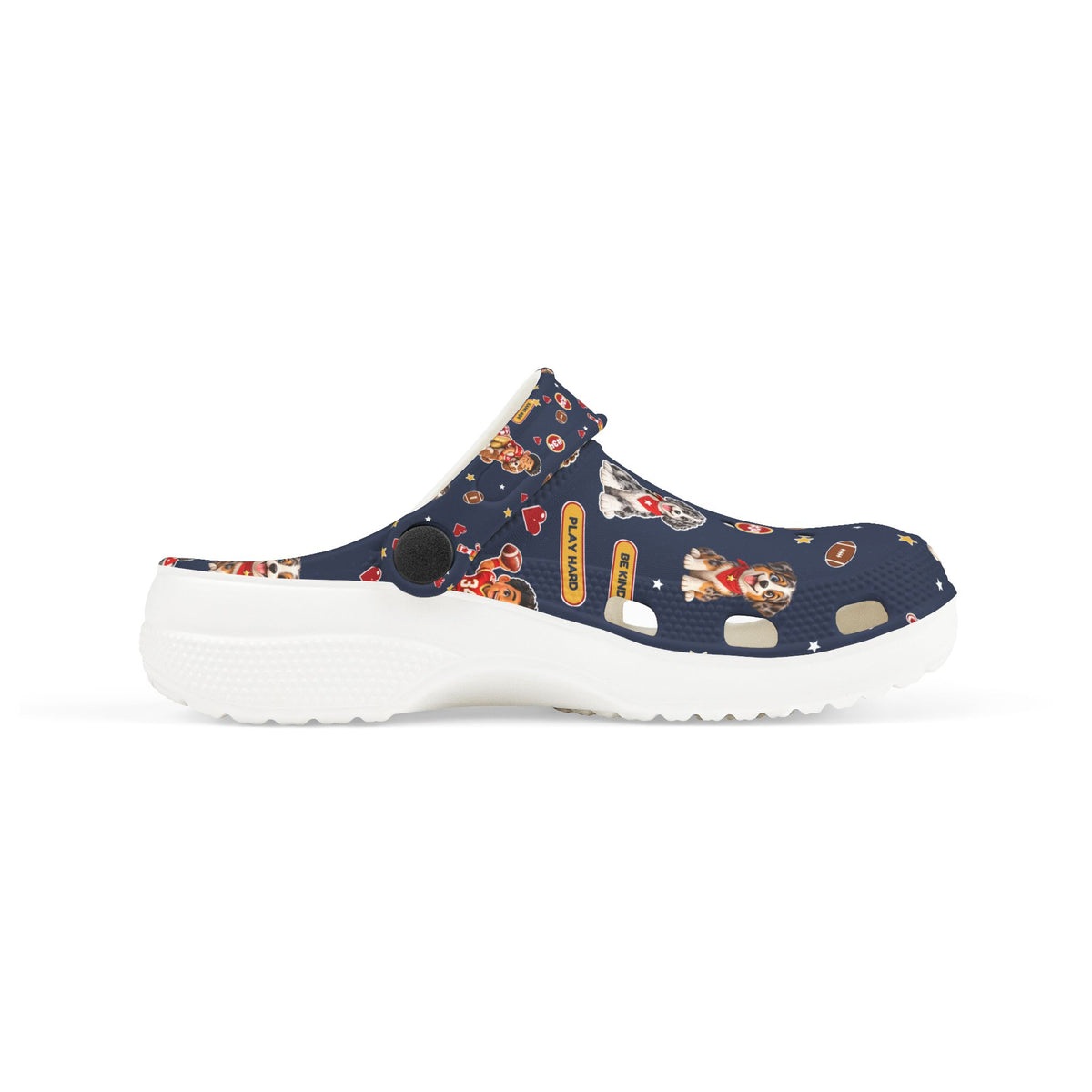 Kids Navy Puppy Pattern EVA Foam Clogs – Cute Dog Print Slip-On Shoes