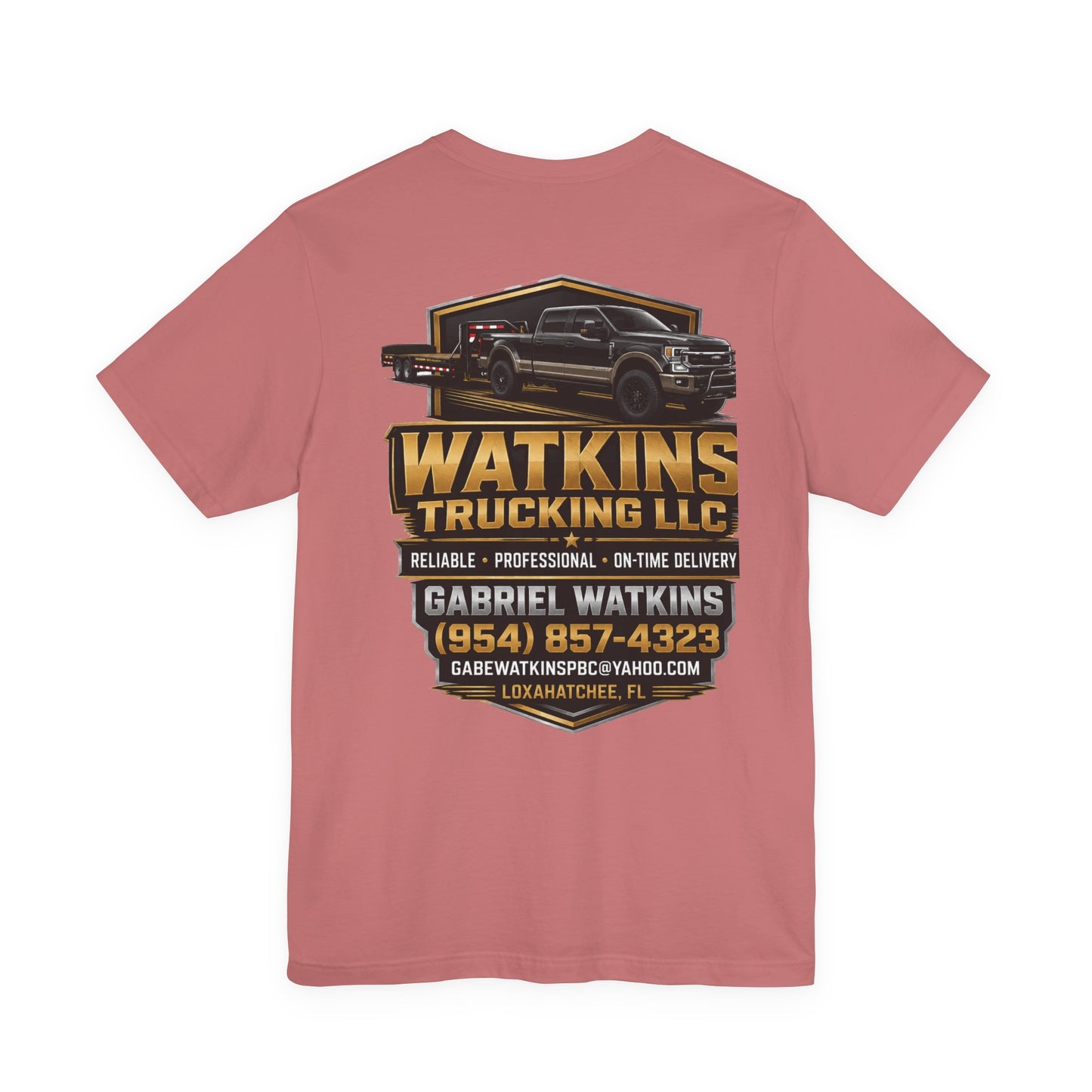 Watkins Trucking LLC Logo T‑Shirt — Gabriel Watkins Contact Graphic Tee