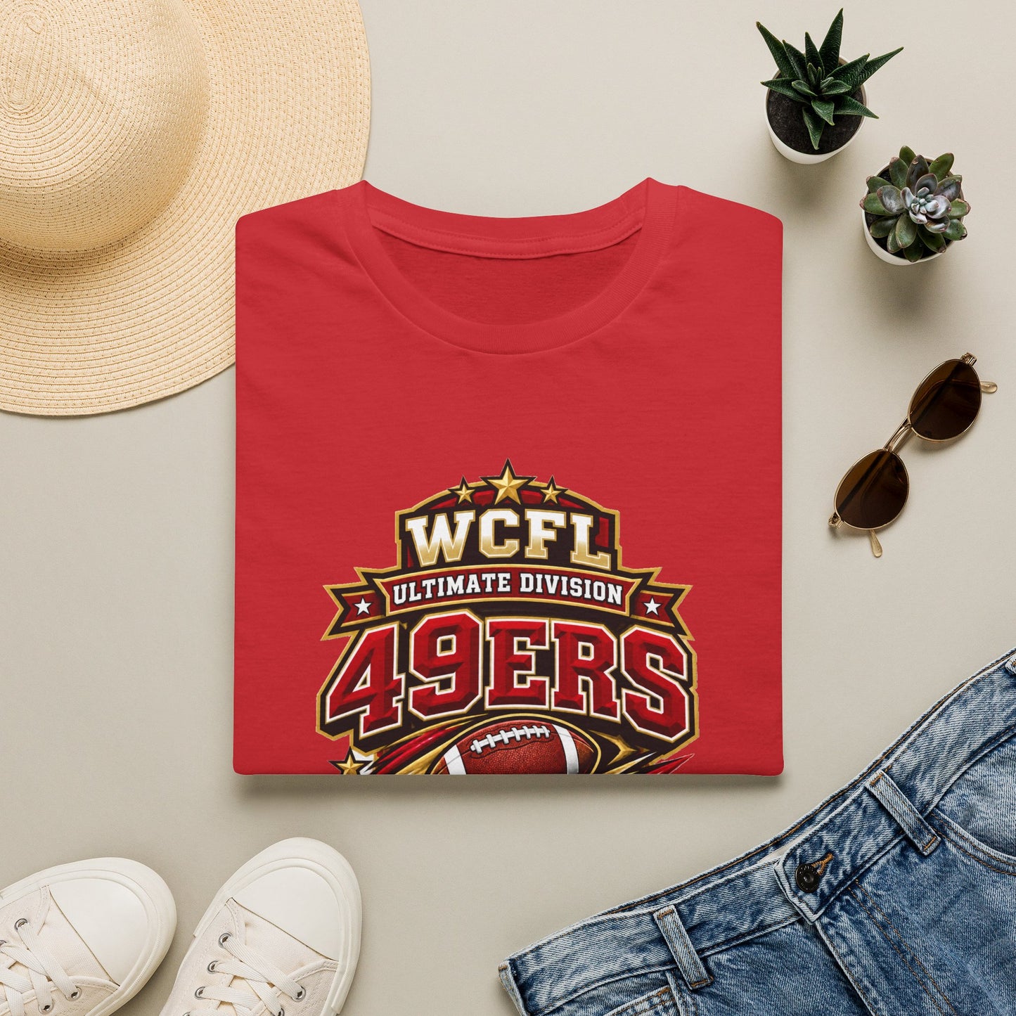 49ers WCFL Football Tee — Ultimate Division Jersey Shirt (Number 34 Xander)