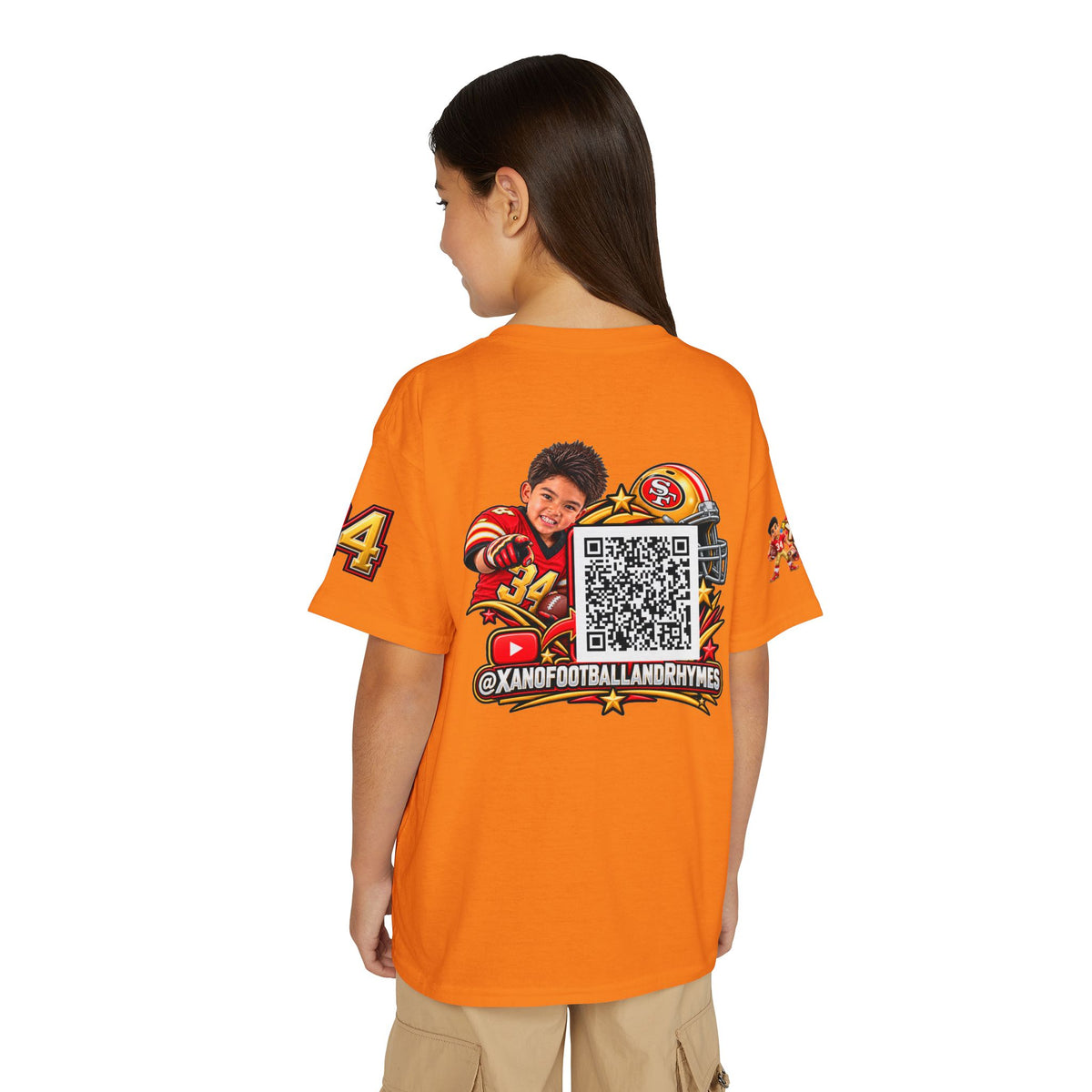 Youth Football Kid's T Shirt — "Xano #34: Heart of a Champion" Kids Tee