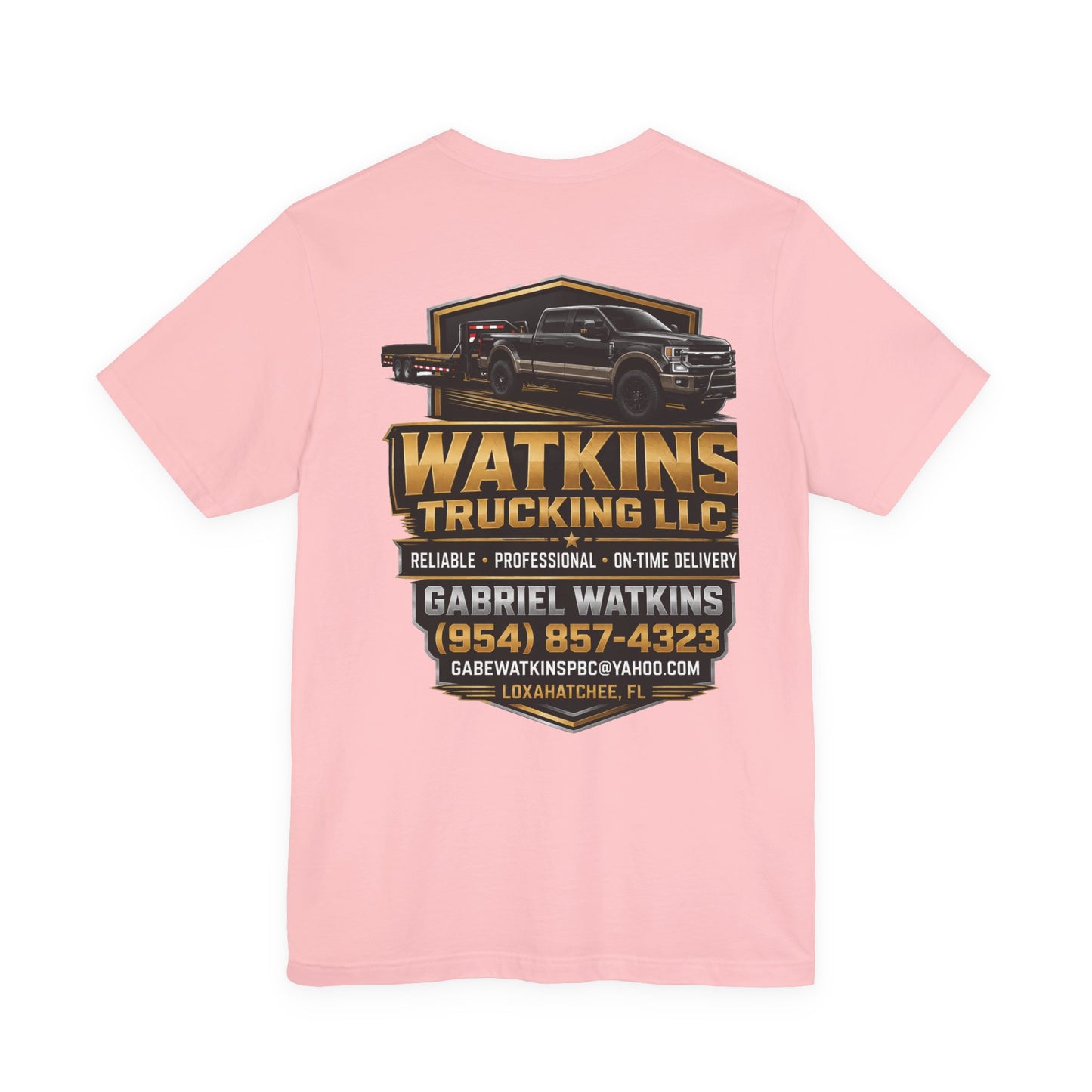 Watkins Trucking LLC Logo T‑Shirt — Gabriel Watkins Contact Graphic Tee