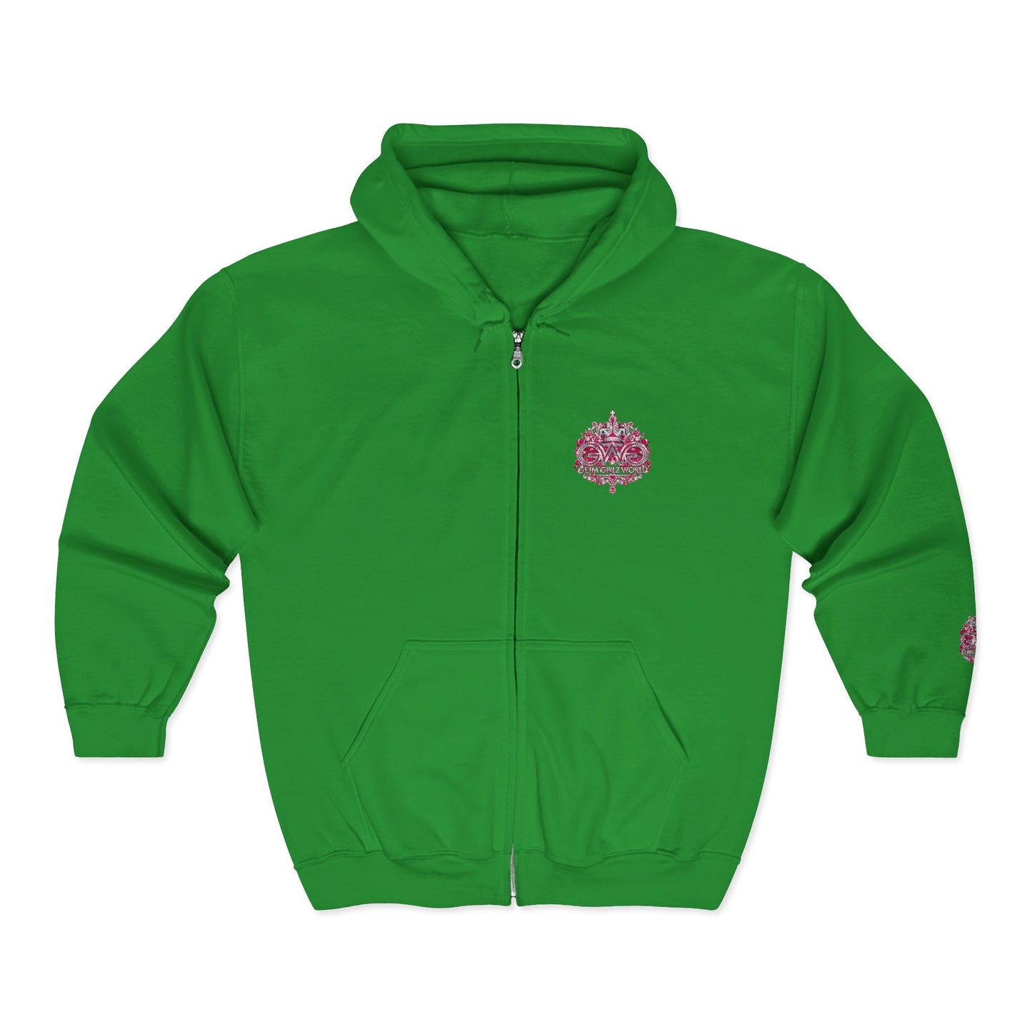 Zip Hoodie with Pink Floral Mandala Chest Design