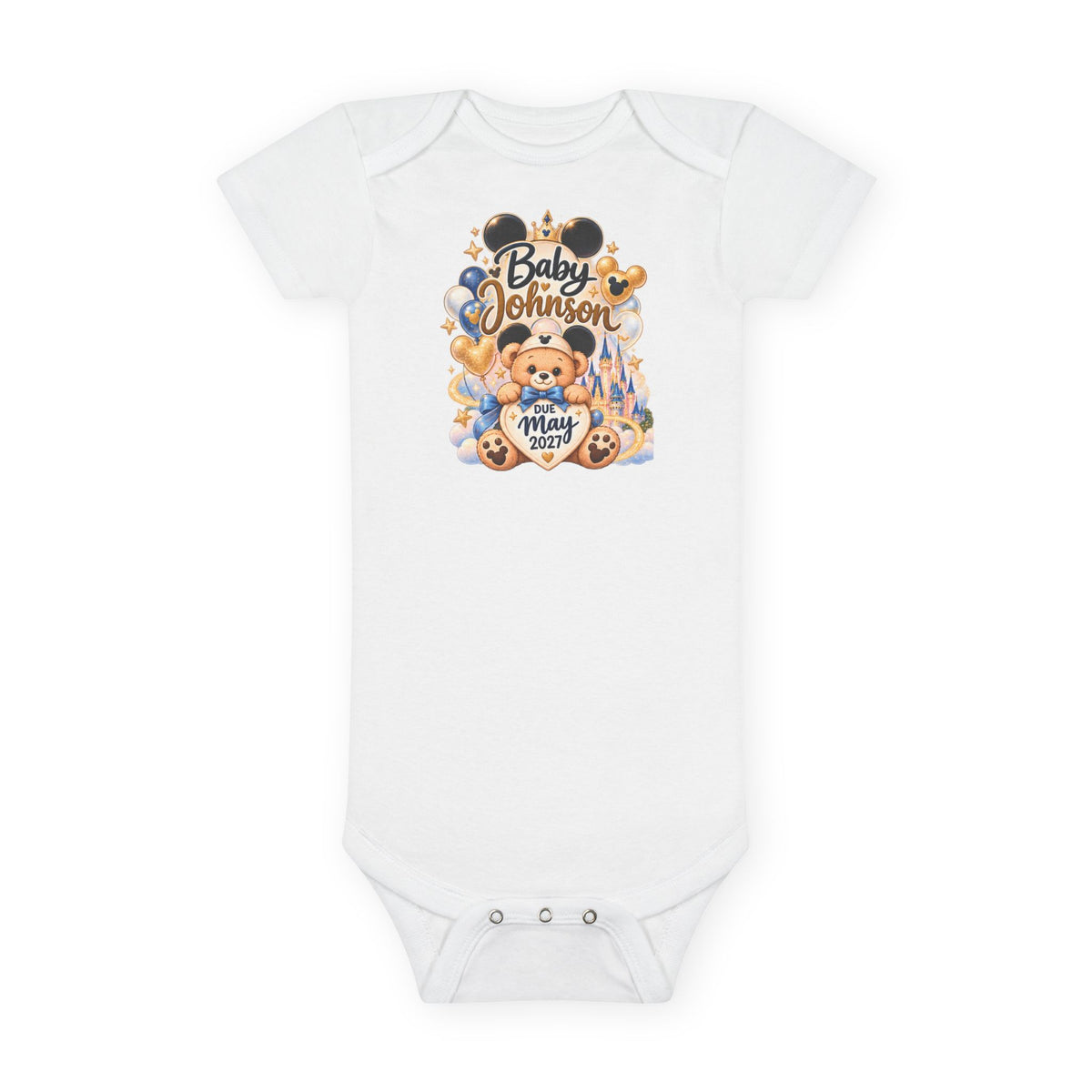 Custom Baby Short Sleeve Onesie – Disney Family Vacation Character Design