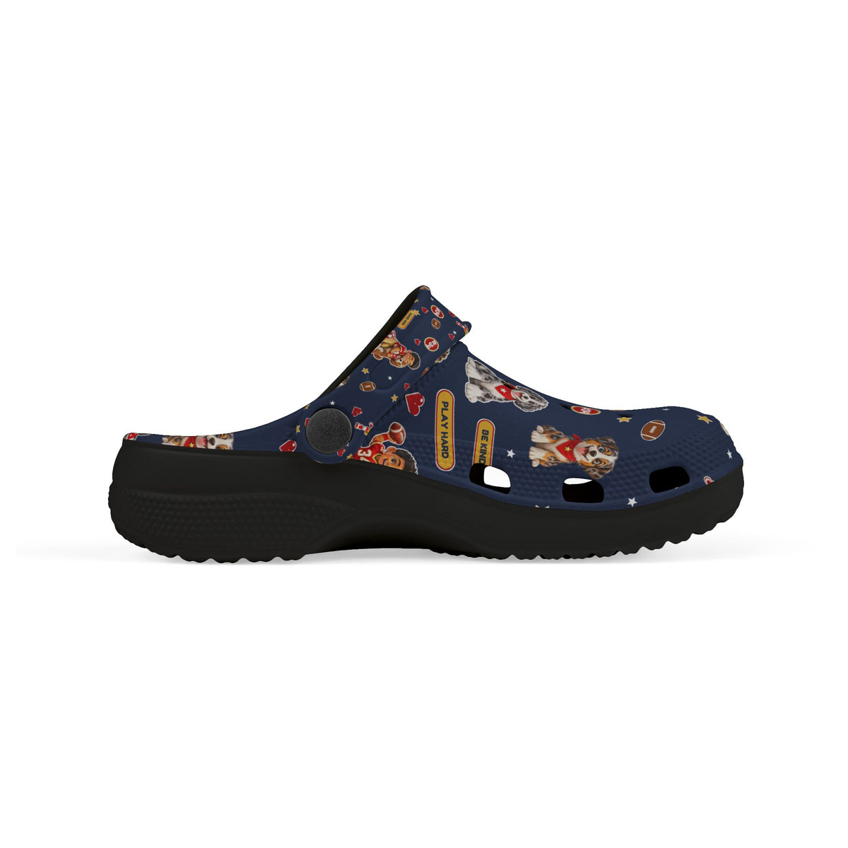 Kids Navy Puppy Pattern EVA Foam Clogs – Cute Dog Print Slip-On Shoes