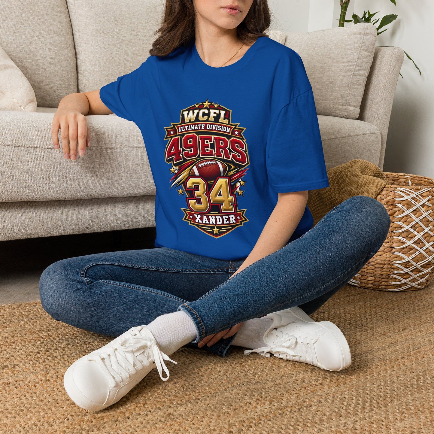 49ers WCFL Football Tee — Ultimate Division Jersey Shirt (Number 34 Xander)