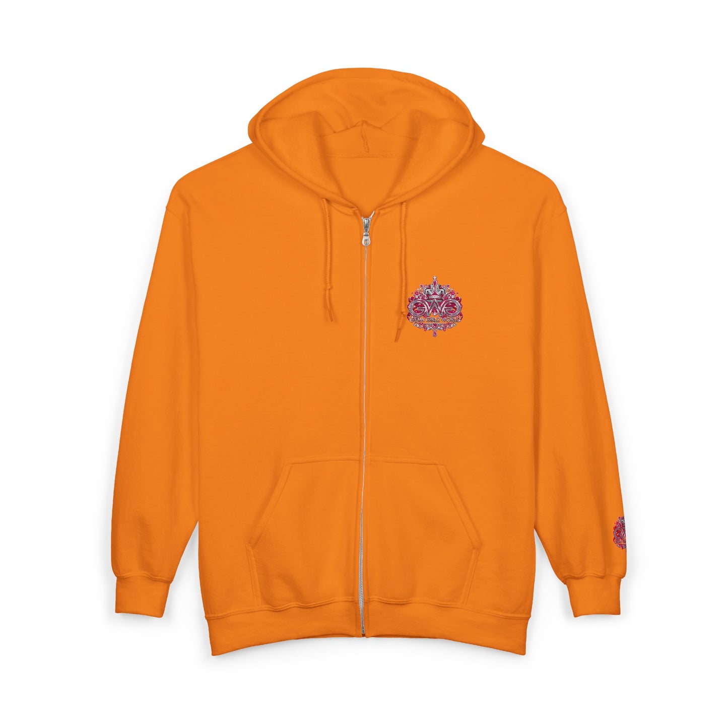 Zip Hoodie with Pink Floral Mandala Chest Design