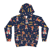 Kids Football Puppy Hoodie - Personalized Number #34 Pattern
