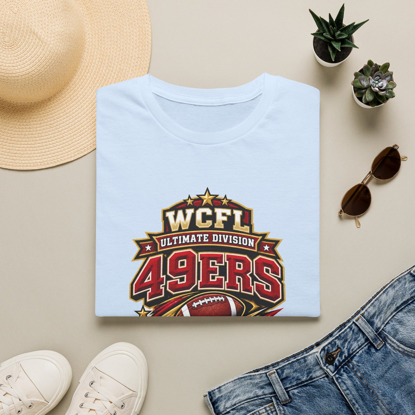 49ers WCFL Football Tee — Ultimate Division Jersey Shirt (Number 34 Xander)