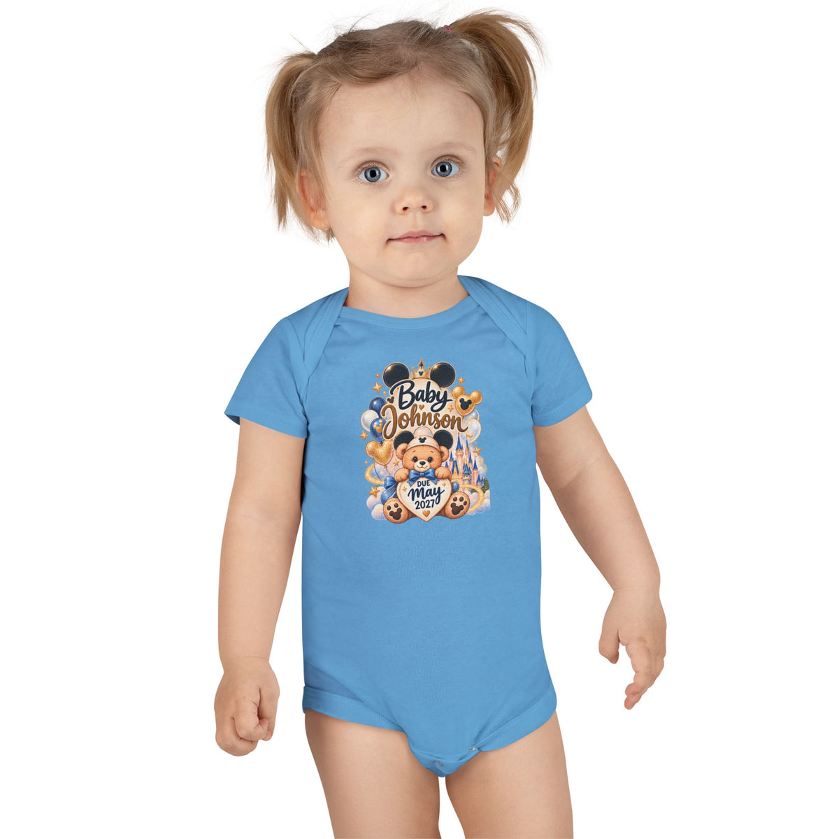 Custom Baby Short Sleeve Onesie – Disney Family Vacation Character Design