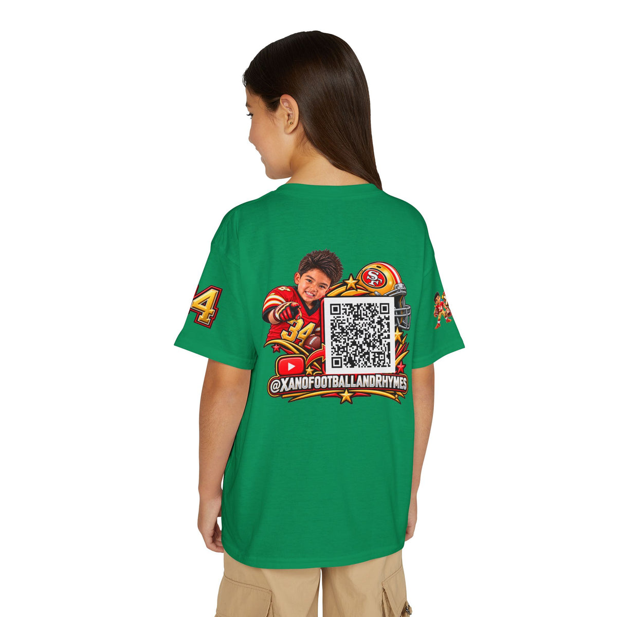 Youth Football Kid's T Shirt — "Xano #34: Heart of a Champion" Kids Tee