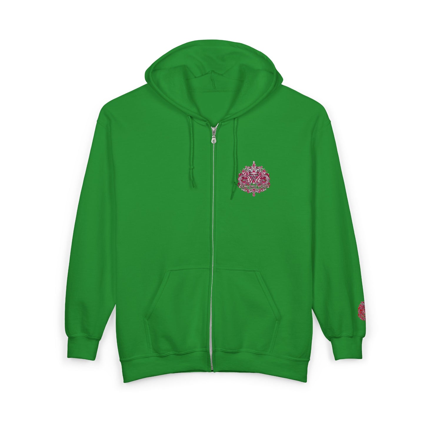 Zip Hoodie with Pink Floral Mandala Chest Design
