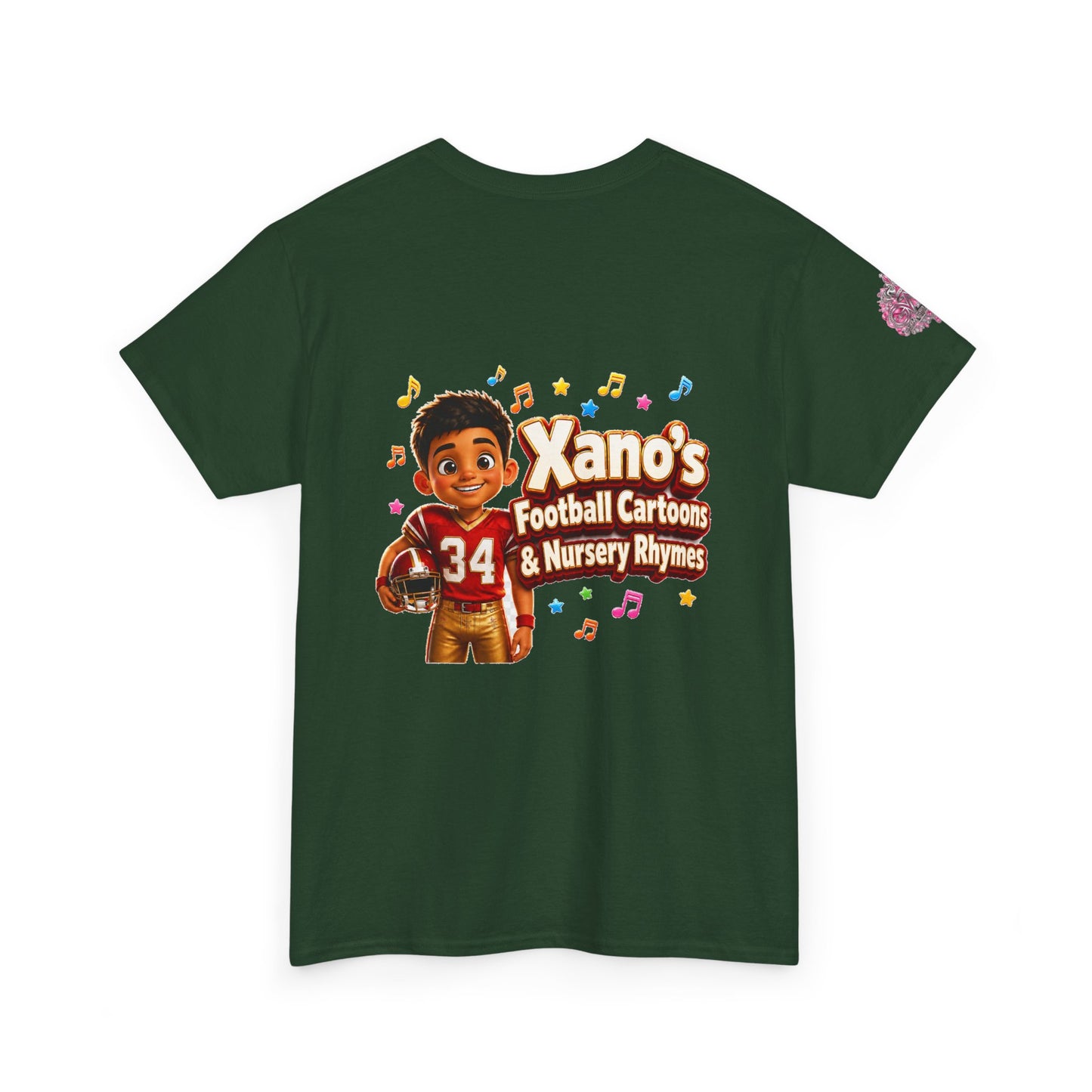 Kids Cartoon Football Tee — “Xano #34: Heart of a Champion” Cartoon Jersey
