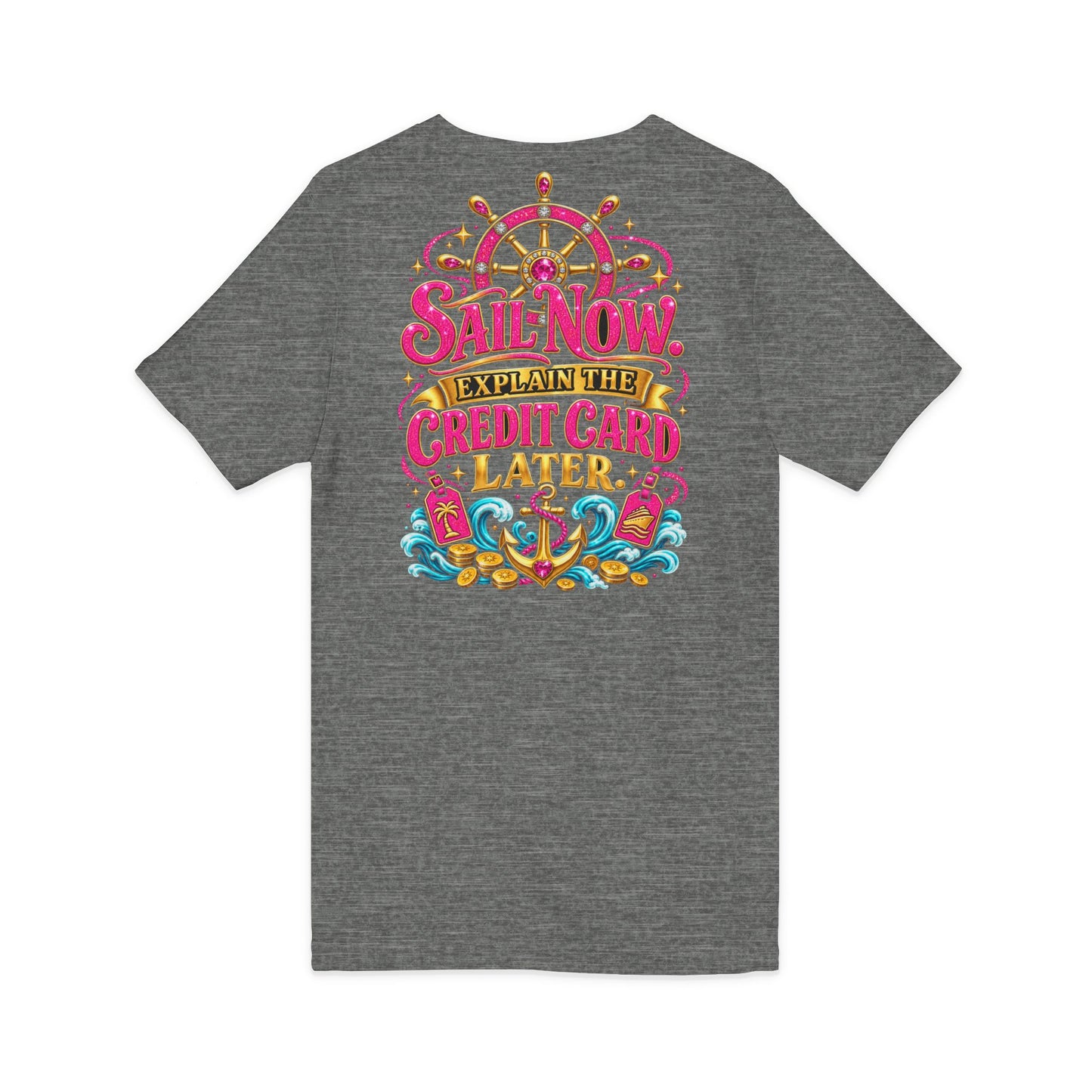Cruise Vacation V-Neck Tee — "Girl Math" & "Sail Now" Graphic Shirt