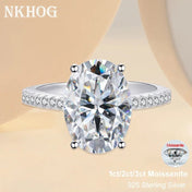 1ct 2ct 3ct Oval Moissanite Ring Women 925 Sterling Silver D
