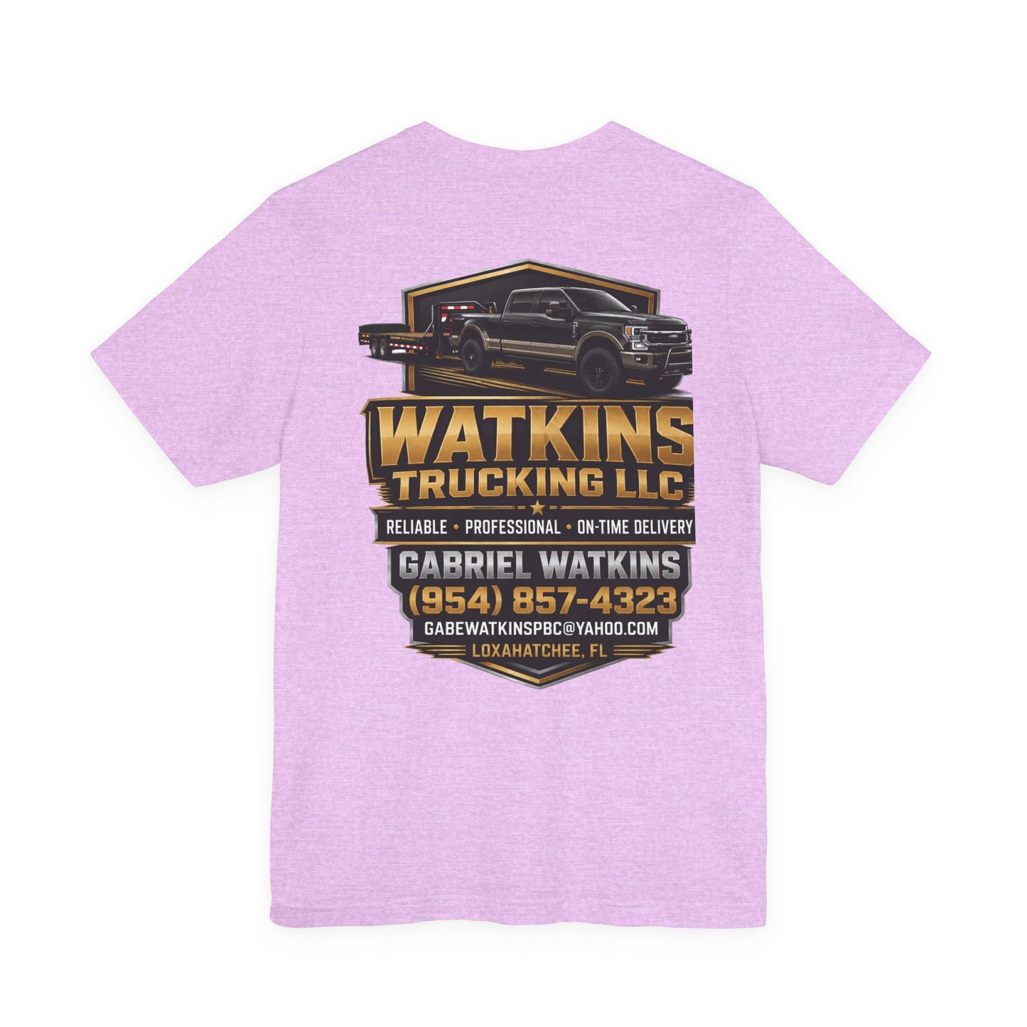 Watkins Trucking LLC Logo T‑Shirt — Gabriel Watkins Contact Graphic Tee