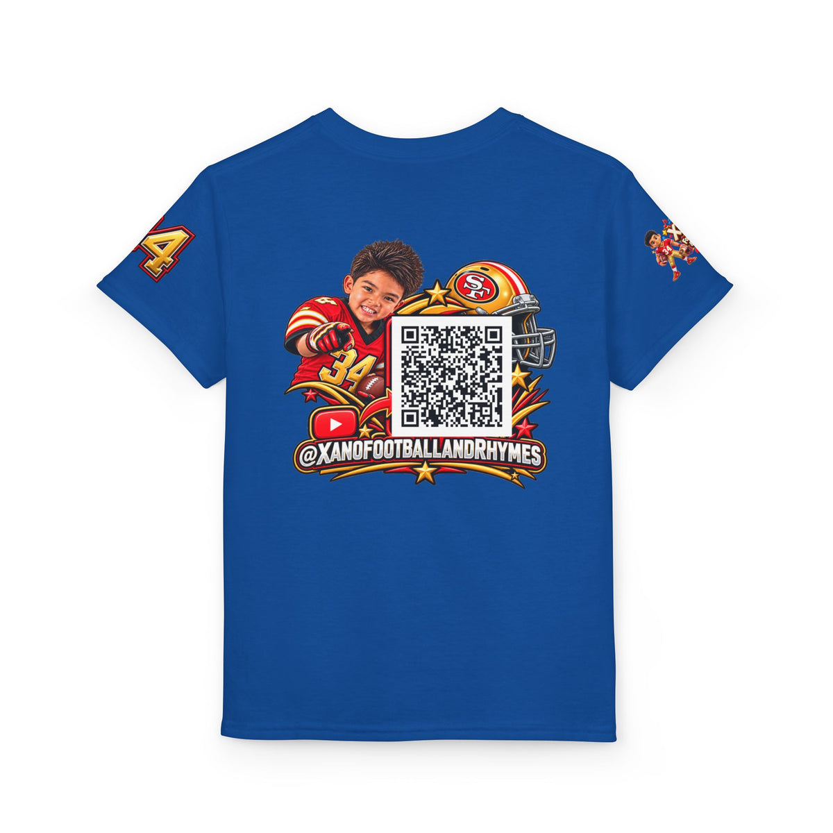 Youth Football Kid's T Shirt — "Xano #34: Heart of a Champion" Kids Tee