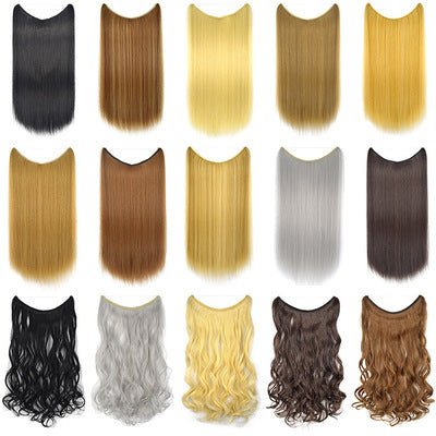 22 inches Invisible Wire No Clips in Hair Extensions Secret Fish Line Hairpieces Silky Straight Synthetic - Getmgirlzworld Shop