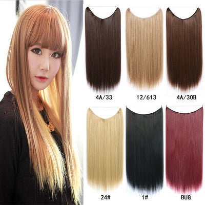 22 inches Invisible Wire No Clips in Hair Extensions Secret Fish Line Hairpieces Silky Straight Synthetic - Getmgirlzworld Shop