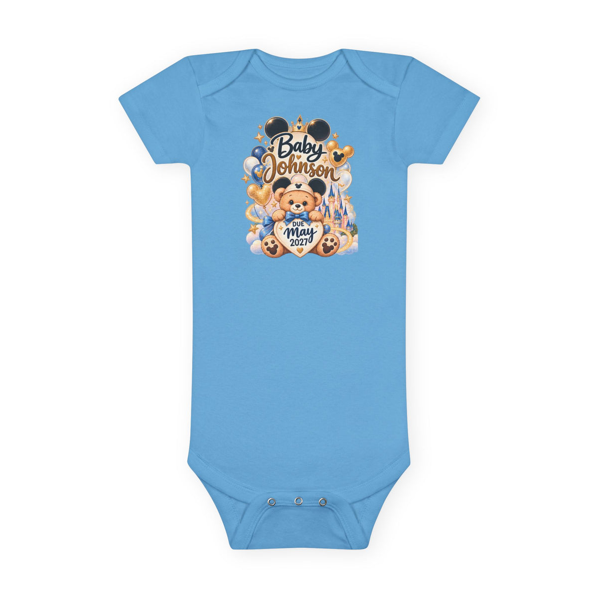 Custom Baby Short Sleeve Onesie – Disney Family Vacation Character Design
