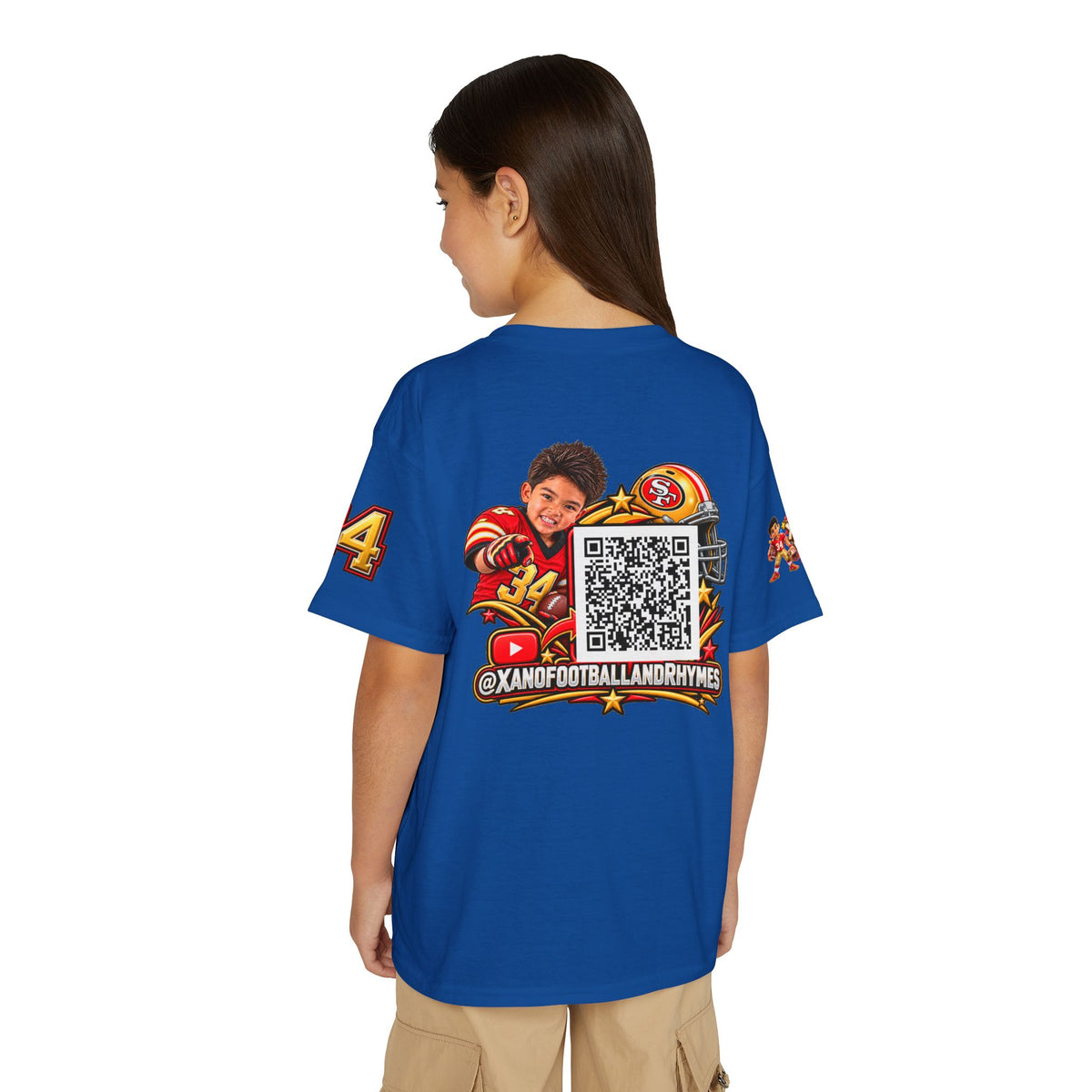 Youth Football Kid's T Shirt — "Xano #34: Heart of a Champion" Kids Tee