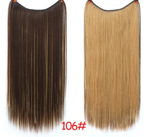 24" Invisible Wire No Clips In Hair Extensions Secret Fish Line Hairpieces Synthetic Straight Wavy Hair Extensions - Getmgirlzworld Shop