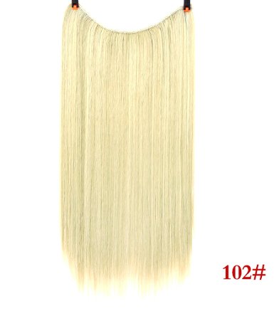 24" Invisible Wire No Clips In Hair Extensions Secret Fish Line Hairpieces Synthetic Straight Wavy Hair Extensions - Getmgirlzworld Shop