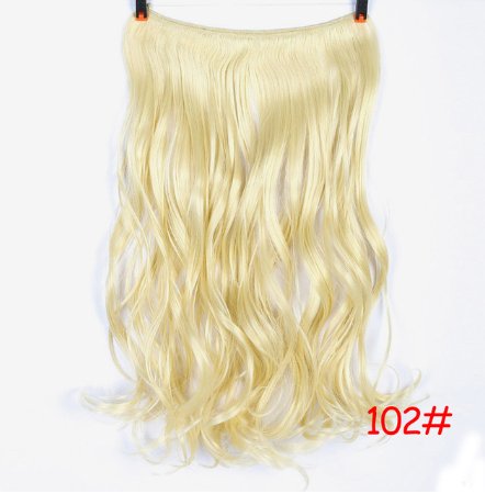 24" Invisible Wire No Clips In Hair Extensions Secret Fish Line Hairpieces Synthetic Straight Wavy Hair Extensions - Getmgirlzworld Shop