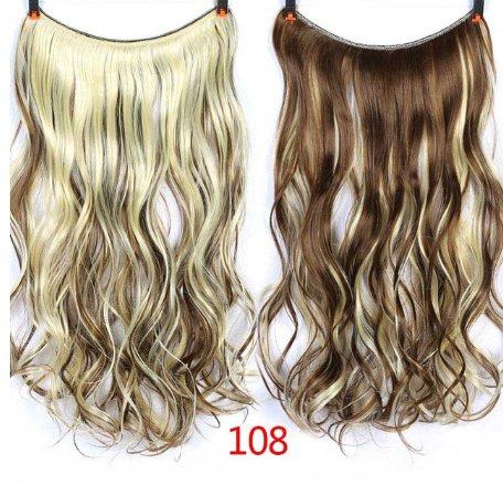 24" Invisible Wire No Clips In Hair Extensions Secret Fish Line Hairpieces Synthetic Straight Wavy Hair Extensions - Getmgirlzworld Shop