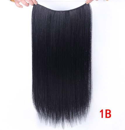 24" Invisible Wire No Clips In Hair Extensions Secret Fish Line Hairpieces Synthetic Straight Wavy Hair Extensions - Getmgirlzworld Shop