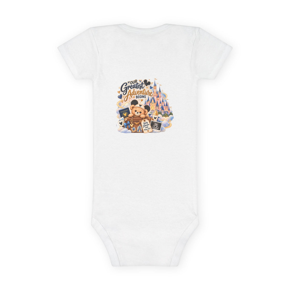 Custom Baby Short Sleeve Onesie – Disney Family Vacation Character Design