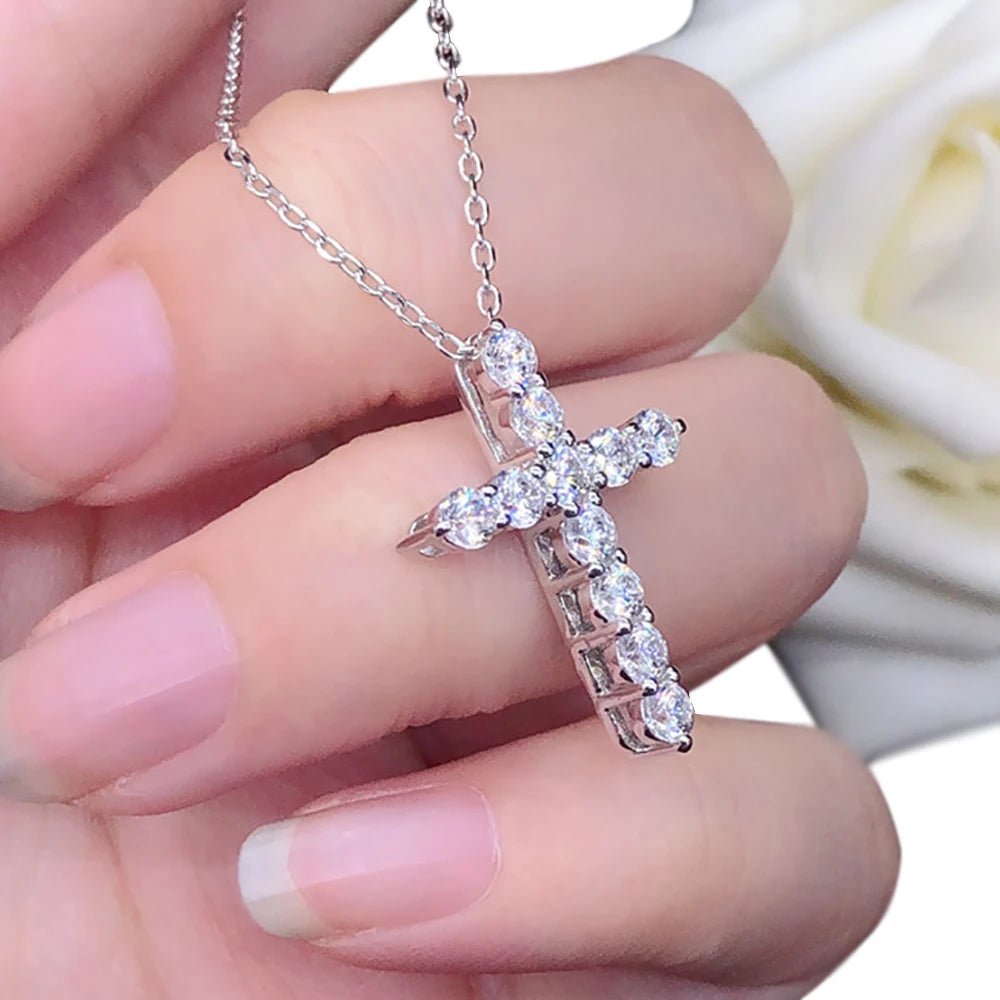 3.0mm 4mm Moissanite Necklace 925 Sterling Silver Cross - Getmgirlzworld Shop